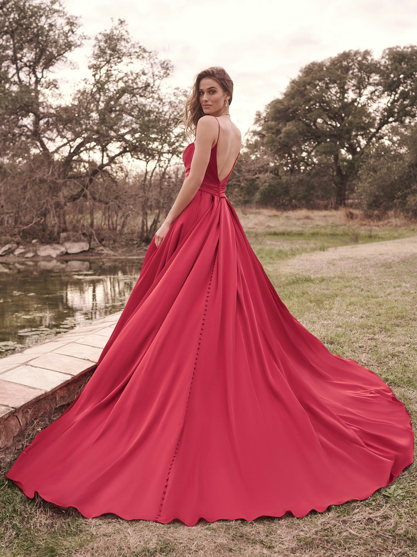 Scarlet Sophisticated Scarlet Satin A-line Bridal Gown